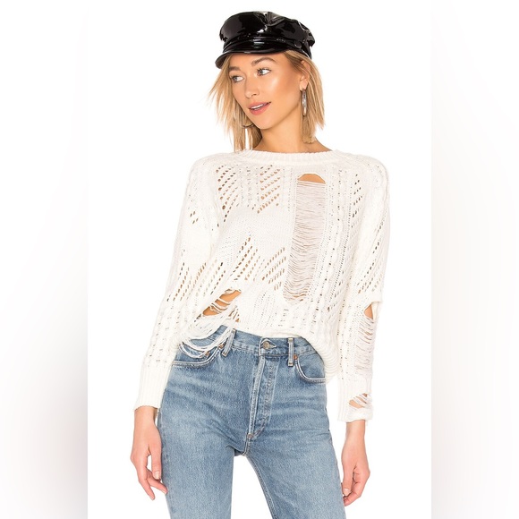 superdown Sweaters - Revolve Superdown Grayson Distressed Sweater Ivory Distressed Knit Size XS